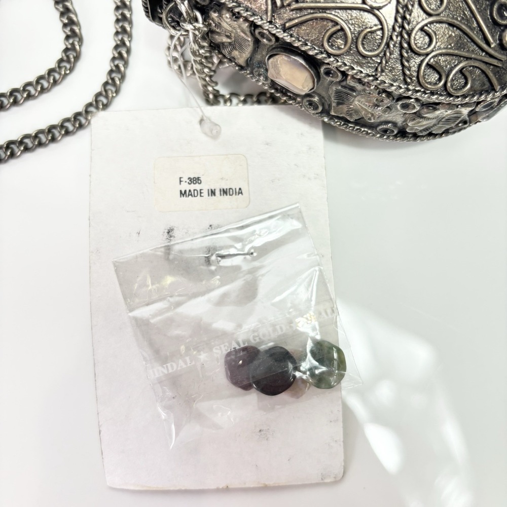 Silver Metal Purse Set 1lb 7oz Sajai Bag - Agate Stones Cocktail 1 NWT + 1 NWOT - Picture 12 of 12